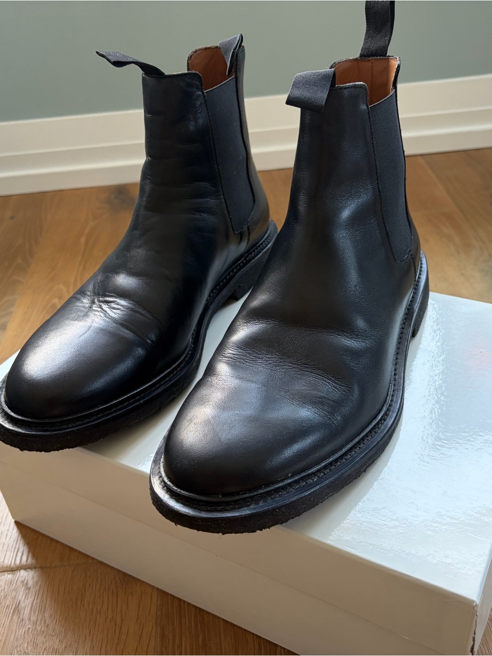 Common Projects Black Leather Chelsea Boots
